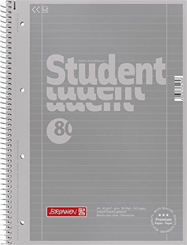 BRUNNEN Collegeblock Premium Student Colour Code | A4, Lineatur 27, 80 Blatt, silver