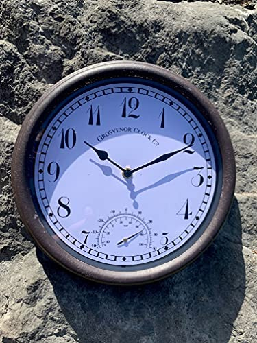 Westminster Outdoor Garden Wall Clock With Temperature And Humidity Arabic Numbers - 12 inches By HOME HUT®