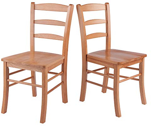 Winsome Benjamin Ladder Back Chair Set of 2 in Light Oak, Classic Backed Kitchen & Dining Room Chairs, Simple & Elegant Home Seating Solution, Great for Office, Hallway, Bedroom
