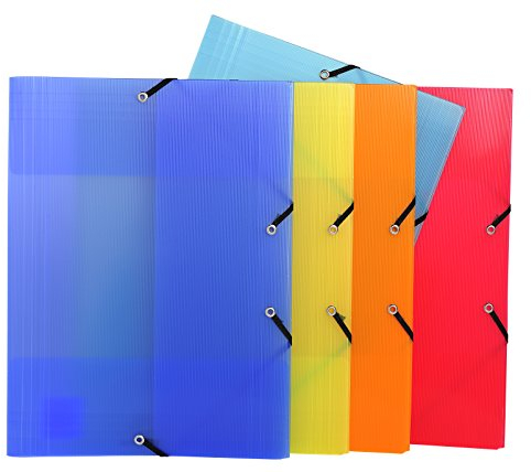Exacompta 55877SE Packung (mit 10 Sammelmappen Linicolor, mit 3 Klappen, Gummizug, aus festem PP, DIN A4, 21 x 29,7 cm) 10er Pack farbig sortiert
