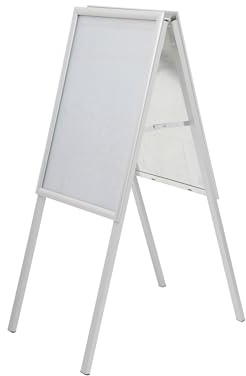 MAUL Kundenstopper MAULpublic A2 | Kundenstopper outdoor aus Aluminium | Wetterfeste Tafel für Restaurant, Gastronomie, Kiosk | Aufsteller doppelseitig nutzbar | 105 x 45 x 1,2 cm | Silber