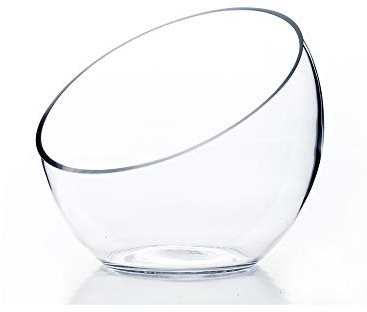 WGVI Clear Slant Cut Bowl Glass Vase, Glass Terrarium, Candy Dish, Glassware, Slant Open: 7. Height: 6 x 2.7. Base: 4 (1 Piece)