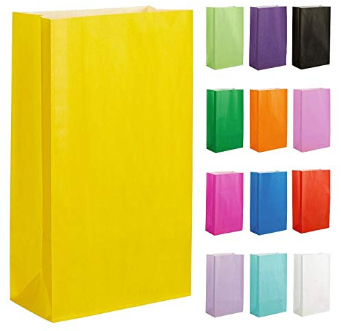 Thepaperbagstore 15 Papiertüten für Partys und Geschenke - Gelb - 140x245x70mm