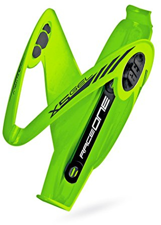 RaceOne.it - Portaborraccia Mod. X5 Gel Porta Borraccia per bicicletta ideale per Bici Race / MTB / Gravel / Trekking Bike. Inserto in GEL Antivibrazioni, ideale per Off-Road. Finitura LUCIDA. Colore VERDE Fluo. 100% MADE IN ITALY