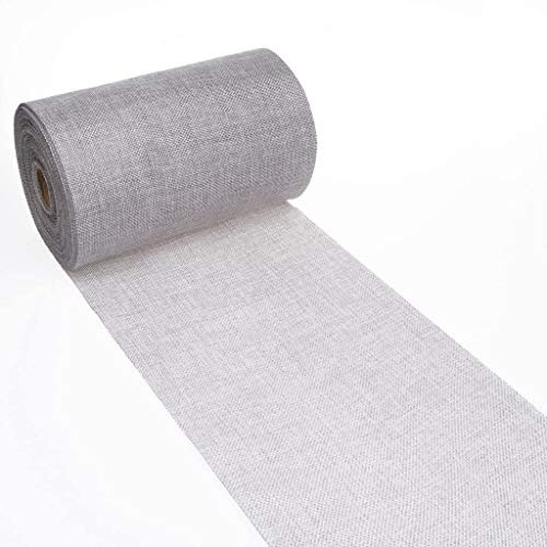 DEKO AS Shabby Chic Leinenoptik Tischläufer, Polyester geruchsneutral, Grau, 20 cm x 5 m