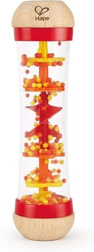Hape Regenmacher | Musikspielzeug zur ersten Sinneswahrnehmung, Babyspielzeug, Mini-Rassel aus Holz, rot, ab Geburt