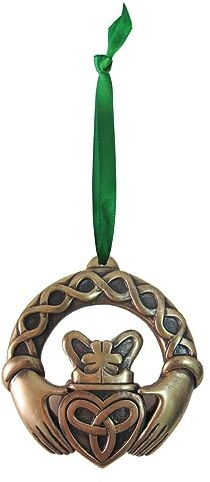 Royal Tara bronspläterad hängande prydnad, Claddagh ringdesign