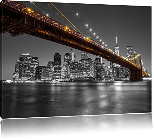 Pixxprint Skyline von Manhattan, Größe: 100x70cm, Leinwandbild, fertig gespannt, Wandbild, Dekoration, Kunstdruck, kein Poster