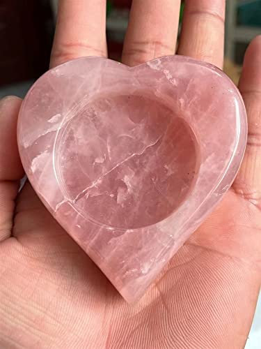 meditation hem naturlig kristall ljusstake polerad rosenkvarts kandelabrum handsnidad rosa ädelsten (storlek: 9-10 cm)