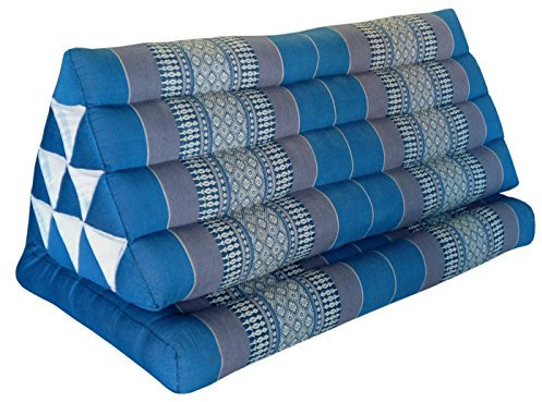 Kapok Thaï coussin, yoga, massage Coussin, Oreiller, Tantra Coussin, coussin de siège – Bleu/Gris, Coton, Kissen mit einer Auflage XXL 79x39x46 (81916), 1