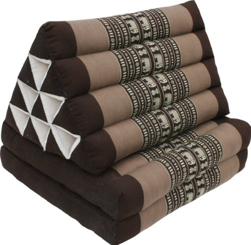 GURU SHOP Thaikissen, Dreieckskissen, Kapok, Tagesbett mit 2 Auflagen - Elefant Braun, 30x50x120 cm