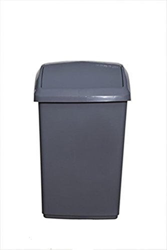 Whitefurze 30 Litre Plastic Swing Top Bin, Silver, 15.75 x 12.28 x 10.24 cm