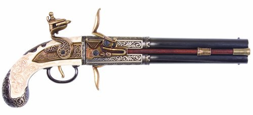 Deko Waffe Doppellaufpistole mit drehbarem Lauf