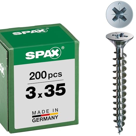 SPAX Universal, Senkkopf, Kreuzschlitz Z, MULTI-Kopf, Vollgewinde, Galvanisch Blank Verzinkt, 3,0 x 35 mm - 200 Stück