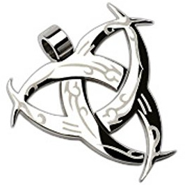 Bungsa Tribal Kettenanhänger Edelstahl Silber Halsketten Pendant (Anhänger Charm Beads Chirurgenstahl Damen Herren Schmuck)