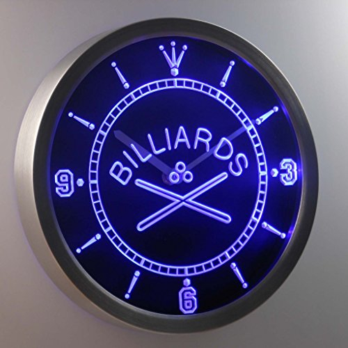 ADVPRO nc0351-b Billiards Room Bar Beer Neon Sign LED Wall Clock Uhr Leuchtuhr/Leuchtende Wanduhr