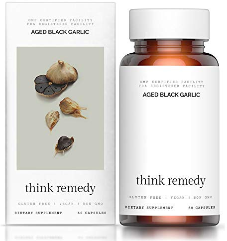 Think Remedy Aged Black Garlic Capsules - Garlic Pills - Less Odor - 60 Capsules - Allium Sativum Supplement - More Effective Than Allicin