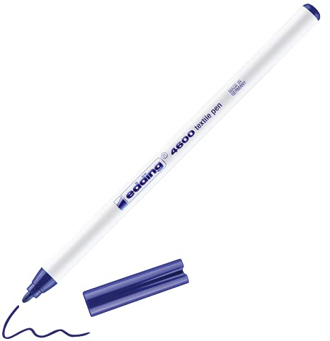 edding 4600 textile pen - blue - 1 pen - round nib 1 mm - permanent fabric pens for drawing on textiles, wash-resistant up to 60 °C - fabric pen