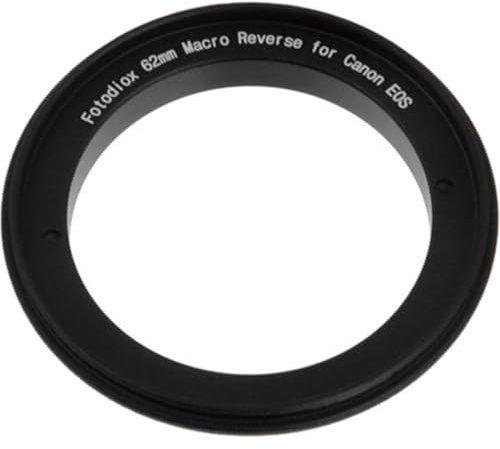Fotodiox 62mm Macro Reverse Mount Adapter for Canon EOS 1D, 1DS, Mark II, III, IV, 1DC, 1DX, D30, D60, 10D, 20D, 20DA, 30D, 40D, 50D, 60D, 60DA, 5D, Mark II, Mark III, 7D, Rebel XT, XTi, XSi, T1, T1i, T2i, T3, T3i, T4, T4i, C300, C500
