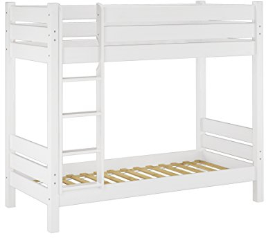 Erst-Holz Etagenbett für Erwachsene weiß 100x200 cm, Nische 100 cm, mit 2 Rollroste 60.16-10W