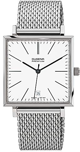 Dugena Unisex Quarz-Armbanduhr, Saphirglas, Lederarmband, Dessau Carrée