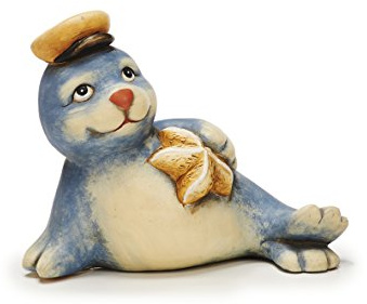 Sunny toys 13441 Keramik Seehund mit Seestern Circa 22 cm, Blau