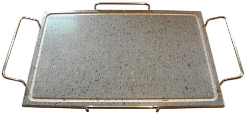 OEM SYSTEMS Pietra lavica con Supporto in Acciaio Cromato 25x30 cm per Barbecue