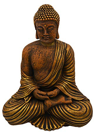 gartendekoparadies.de Figure de Pierre Massive Bouddha en Pierre reconstituée, résistant au Gel (Or)