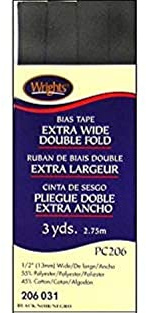 Wright Products 117-206-031 Wrights Extra Wide Double Fold Bias Tape, 3 yd., Black