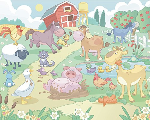 Walltastic WT4060 Baby-Fun on the Farm Fototapete 12 Teilstücke, 1.22 m x 0.5 m
