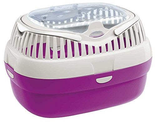 Ferplast Rabbit, guinea pig and rat carrier ALADINO LARGE, Large Pet Carrier for Hamster, Rodents, Rabbits, Transparent cover with Comfortable handle, Secure closing, 36 x 26 x h 23 cm, Fuchsia