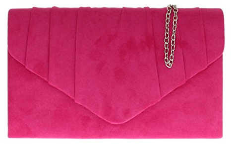Girly Handbags Womens Faux Suede Pleated Clutch Bag