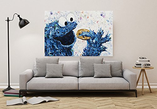 Kay Schleusner Lecker Kekse - 120 x 80 cm/Kunstdruck/Druck auf Leinwand/Pop Art/Kinderzimmer/Keilrahmen bespannt/XXL/Monster/Poster