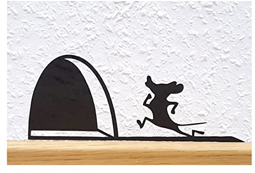 Aufkleber Mauseloch I schwarz glänzend I 20 x 8,5 cm I Wandtattoo I selbstklebend I lustiger Aufkleber für die Wand I Heim-dekoration I Mausaufkleber I dv620