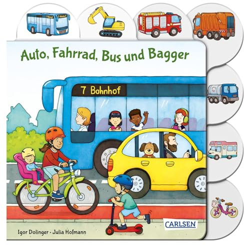 Auto, Fahrrad, Bus und Bagger: Erstes Fahrzeugbuch für Kleine ab 1