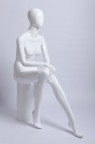 Euroton XF-17B weiß lackierte abstrakte sitzende Schaufensterpuppe Mannequin Frau