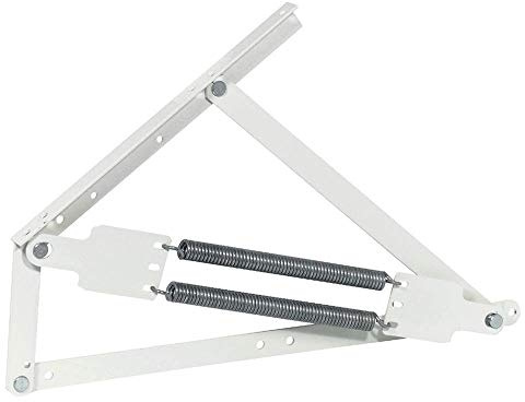 Gedotec Springaufbeschlag Bettkasten Hochstellstütze SUPER Swing-Away | Bett-Beschlag längs & quer aufklappbar | Klappenbeschlag Stahl weiß | 1 Stück - Bettlift-Beschlag für Lattenrost mit Zugfedern
