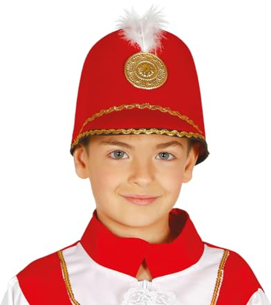 FIESTAS GUIRCA | Sombrero Majorette Infantil Rojo - Accesorio de Disfraz para Fiestas Deportivas y Celebraciones - Ideal para Niños y Niñas - Perfecto para Carnaval y Halloween - Rojo
