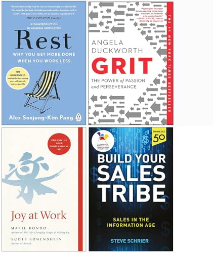 Rest Why You Get More Done When You Work Less, Grit, Joy at Work & Build Your Sales Tribe 4 Books Collection Set