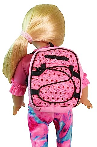 American Fashion World Doll Pink Sequin School Backpack for 18-Inch Dolls | Premium Quality & Trendy Design | Dolls Accessories for Popular Brands