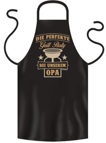 Grillschürze für Männer mit Spruch Grillparty bei Opa | Grill Schürze Kochschürze lustig Baumwolle schwarz | lustige Geschenke zum Thema BBQ Grillen Grillzubehör