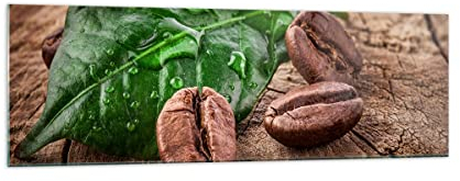 Panorama Bilder auf Glas 160x50cm Glasbild Aroma Kaffee Pflanze Samen Groß XXL Wanddeko Bild im Glas Schlafzimmer Küche Wandbilder Dekoration Wohnzimmer Modern Wand Kunstdruck Art GAB160x50-2548