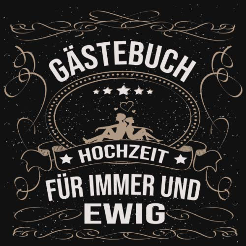 Hochzeitsgästebuch: Hochzeitsgästebuch zur Hochzeit.Alles gute dem Brautpaar ! Zum Eintragen von Glückwünsche und Fotos im Quadratischen Format. Motiv : Gold Edel Schwarz Vintage Retro Luftschlangen