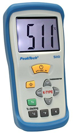 PeakTech 1 canal Thermomètre digital 3 1/2 chiffres Lot de 50 °C. + 1300 °C avec sonde de température de type K, 1, P 5110