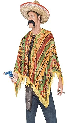 Smiffys Poncho et moustache, Orange Halloween