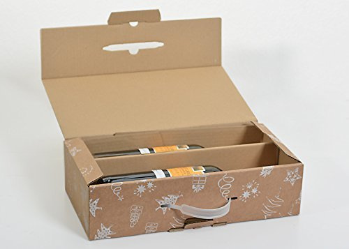 10x 2er Christmas-Kombi mit Einlage für zwei Flaschen Wein und Tragegriff, Weinverpackung, Geschenkverpackung