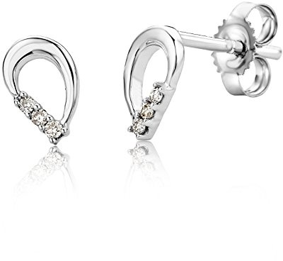 United One UNI008EW - Pendientes de oro blanco de 9 quilates con diamante (.04) con cierre de mariposa a presión