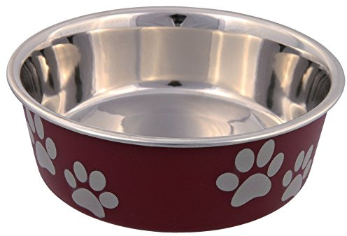 TRIXIE - Ciotola in acciaio con rivestimento in plastica per cani, Colori Assortiti, 1.4 l, ø21 cm, 1 pezzo