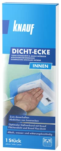 Knauf Dichtecke Innen zum Abdichten von Eck-Bereichen – vorgefertigte Abdichtungs-Ecke, Dicht-Vlies zur Abdichtung von innenliegenden Ecken für innen und außen, 1 Stück