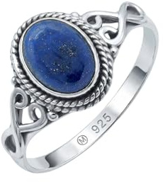 mantraroma Silberring Damen 925 Sterling Silber – ovaler Edelstein Ring, Vintage Statement Ring Schmuck, elegantes Geschenk für Frauen